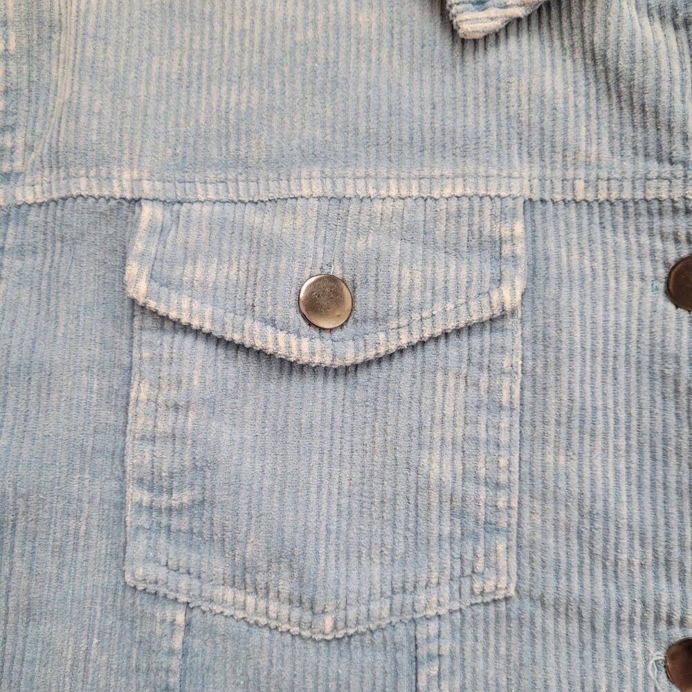 Simply Southern Corduroy Jacket Distressed Blue Long Sleeve Button Medium Boho - Picture 3 of 13